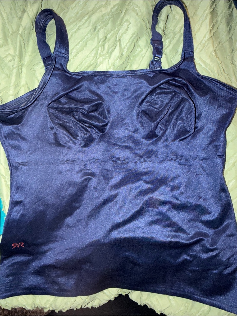 Ruby Ribbon Navy Shiny Camisole with Built-In Cups